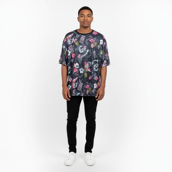 Good Vibes T Shirt Mens 3X Tropical Tiki All Over Print Vacation Beach Drill - Picture 1 of 8